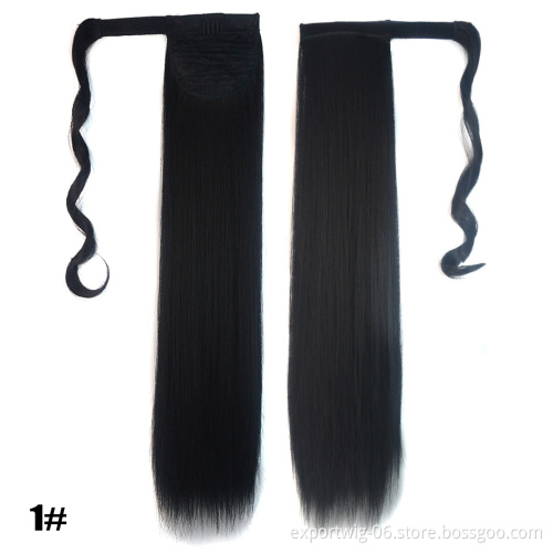 Synthetic Long Straight Ponytail Extension Natural Hairpiece Headwear Wrap Around Ponytail Clip in Hair Extensions